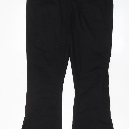 PRETTYLITTLETHING Womens Black Cotton Bootcut Jeans Size 14 L30 in Regular Zip - Pockets, Split hems