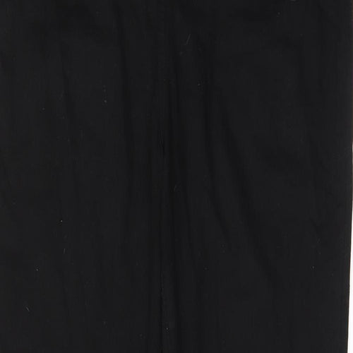 PRETTYLITTLETHING Womens Black Cotton Bootcut Jeans Size 14 L30 in Regular Zip - Pockets, Split hems