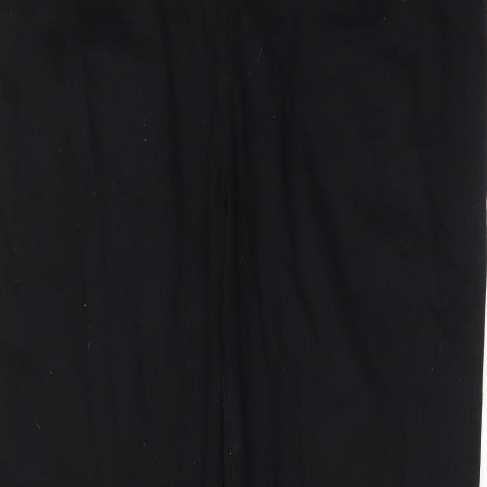 PRETTYLITTLETHING Womens Black Cotton Bootcut Jeans Size 14 L30 in Regular Zip - Pockets, Split hems