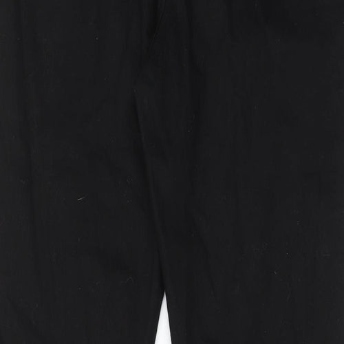 PRETTYLITTLETHING Womens Black Cotton Bootcut Jeans Size 14 L30 in Regular Zip - Pockets, Split hems
