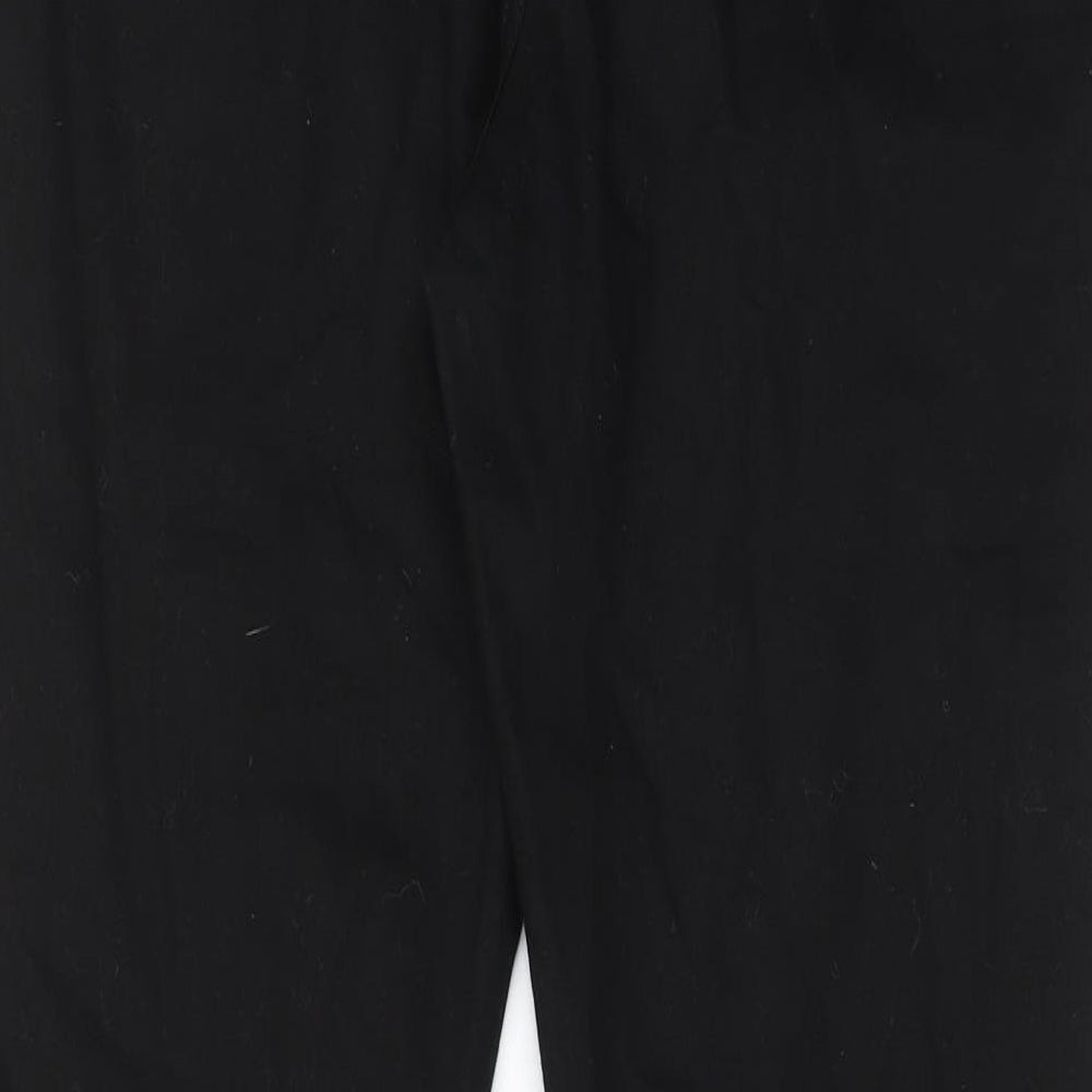 PRETTYLITTLETHING Womens Black Cotton Bootcut Jeans Size 14 L30 in Regular Zip - Pockets, Split hems