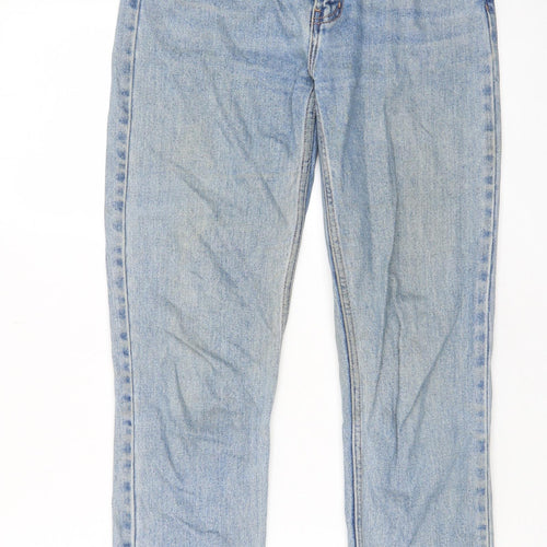 Denim & Co. Womens Blue Cotton Straight Jeans Size 10 L25 in Regular Zip - Pockets, Belt Loops