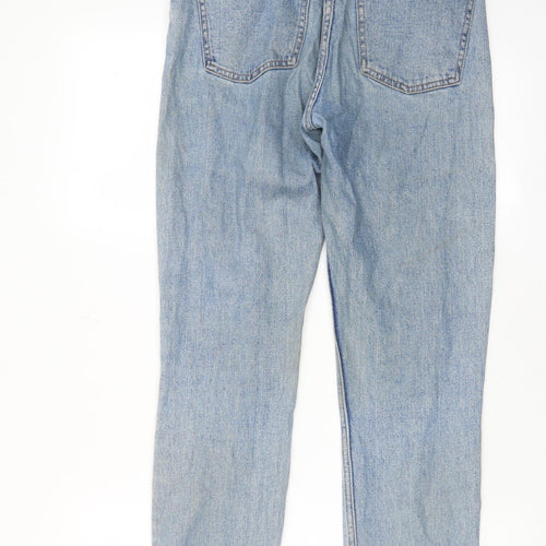 Denim & Co. Womens Blue Cotton Straight Jeans Size 10 L25 in Regular Zip - Pockets, Belt Loops