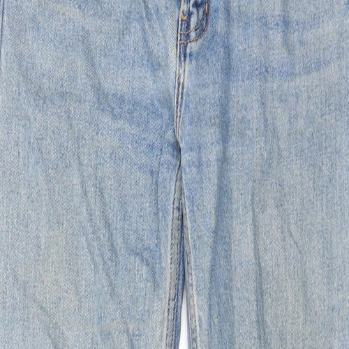 Denim & Co. Womens Blue Cotton Straight Jeans Size 10 L25 in Regular Zip - Pockets, Belt Loops