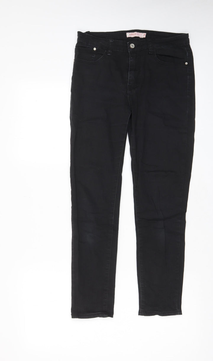 Apple Mints Womens Black Cotton Capri Jeans Size 29 in L26 in Regular Zip - Pockets, Belt Loops