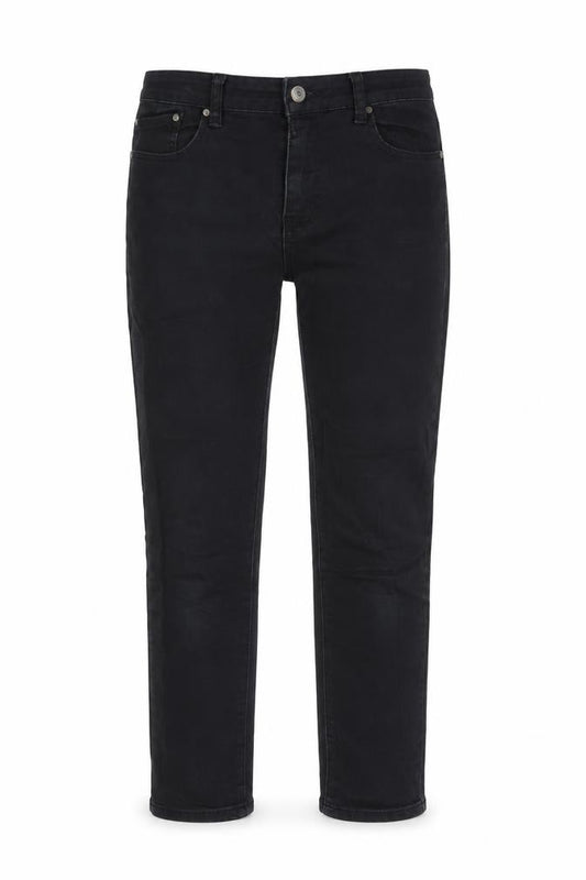 Front view of Apple Mints women’s black cotton capri jeans, size UK 29, in, 26-inch leg regular zip - pockets, belt loops