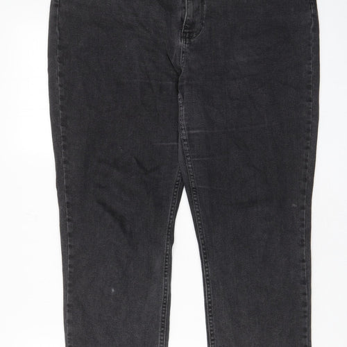 Hush Womens Grey Cotton Straight Jeans Size 16 L27 in Regular Zip - Pockets, Belt Loops