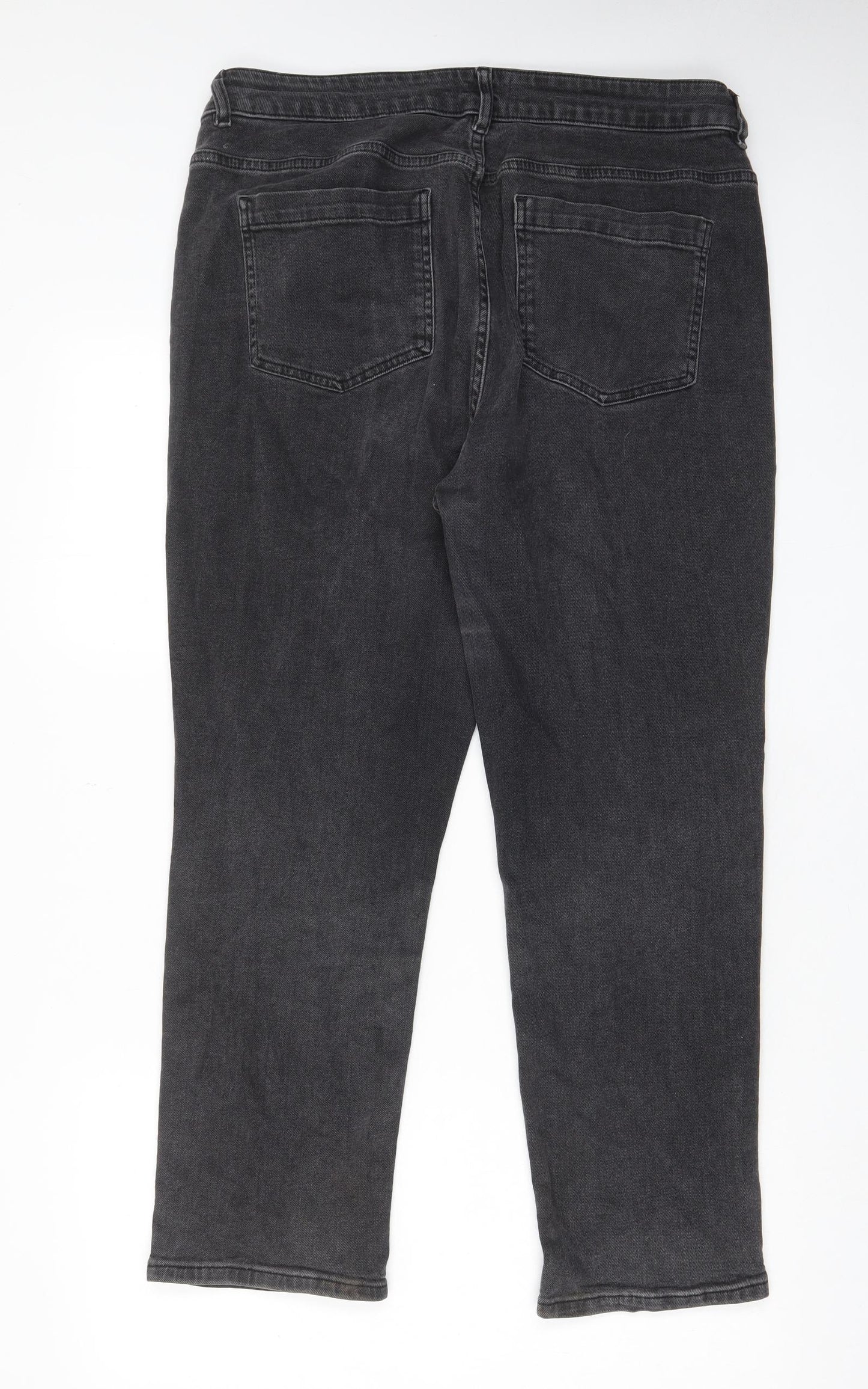 Hush Womens Grey Cotton Straight Jeans Size 16 L27 in Regular Zip - Pockets, Belt Loops