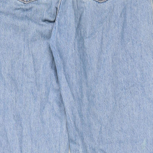 Topshop Womens Blue Cotton Mom Jeans Size 30 in L30 in Regular Zip - Pockets, Belt Loops, Elastic waist