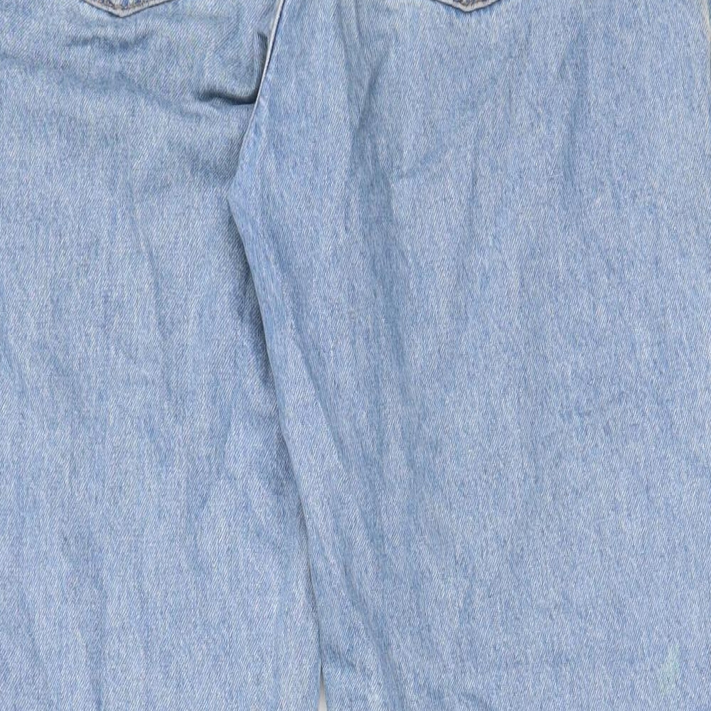 Topshop Womens Blue Cotton Mom Jeans Size 30 in L30 in Regular Zip - Pockets, Belt Loops, Elastic waist