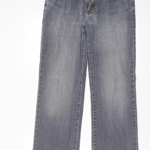 TU Mens Grey Cotton Straight Jeans Size 32 in L28 in Regular Zip - Short leg, Pockets