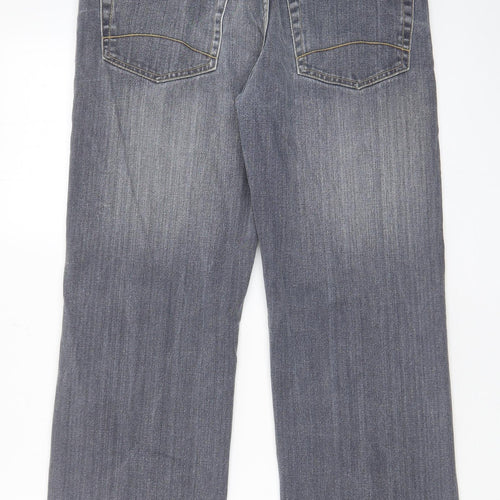 TU Mens Grey Cotton Straight Jeans Size 32 in L28 in Regular Zip - Short leg, Pockets