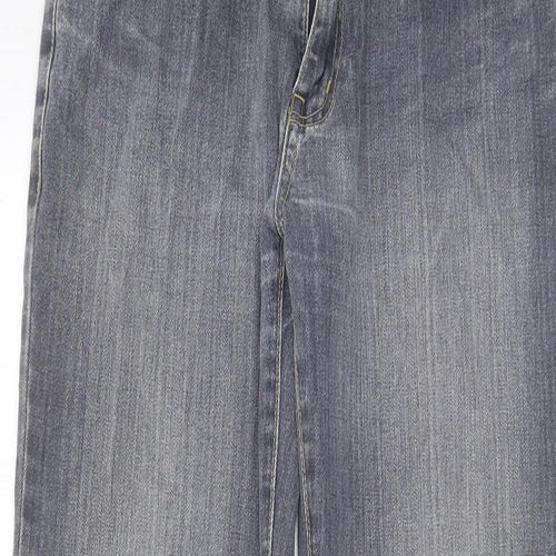TU Mens Grey Cotton Straight Jeans Size 32 in L28 in Regular Zip - Short leg, Pockets