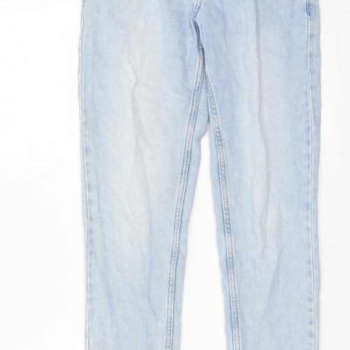 Denim & Co. Girls Blue Cotton Straight Jeans Size 11-12 Years L27 in Regular Zip - Pockets