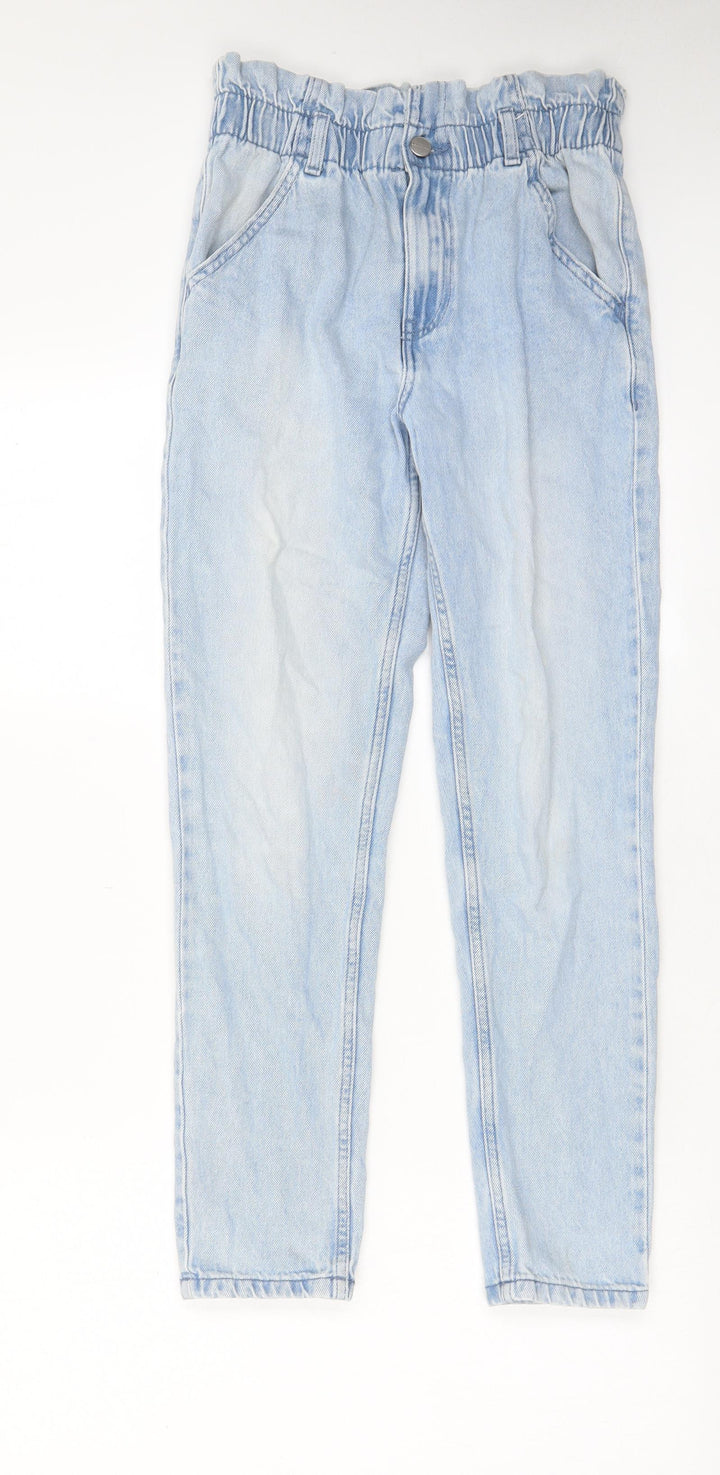 Denim & Co. Girls Blue Cotton Straight Jeans Size 11-12 Years L27 in Regular Zip - Pockets