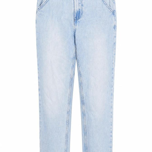 Denim & Co. Girls Blue Cotton Straight Jeans Size 11-12 Years L27 in Regular Zip - Pockets