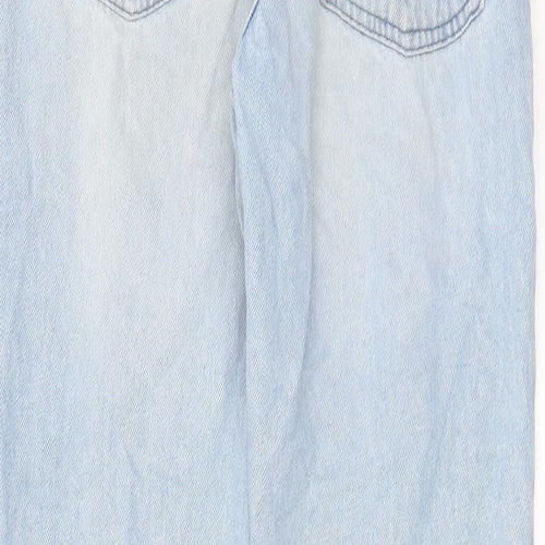 Denim & Co. Girls Blue Cotton Straight Jeans Size 11-12 Years L27 in Regular Zip - Pockets