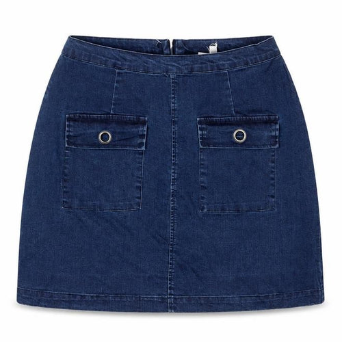 Neon Rose Womens Blue Cotton A-Line Skirt Size 14 Zip - Pockets