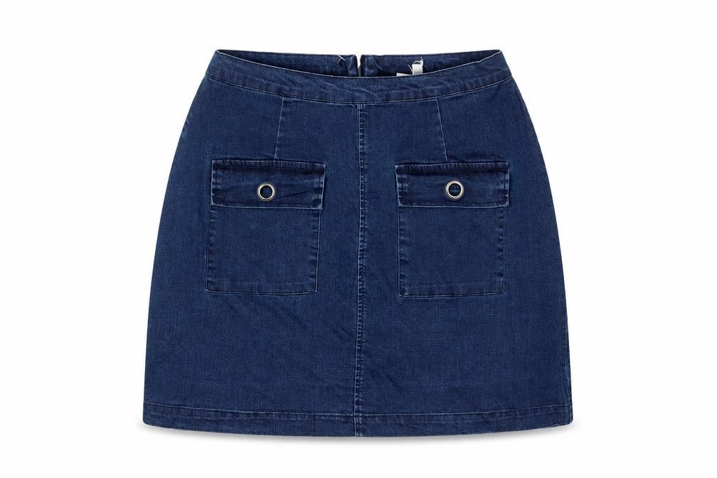 Neon Rose Womens Blue Cotton A-Line Skirt Size 14 Zip - Pockets