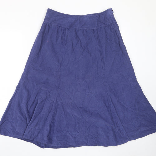 Bishopston Womens Purple Cotton A-Line Skirt Size 12 Zip - Pleated
