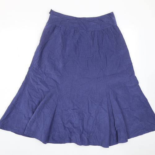 Bishopston Womens Purple Cotton A-Line Skirt Size 12 Zip - Pleated