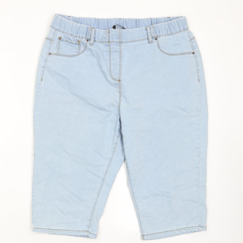 Roman Womens Blue Cotton Bermuda Shorts Size 16 L14 in Regular Pull On - Elastic waist