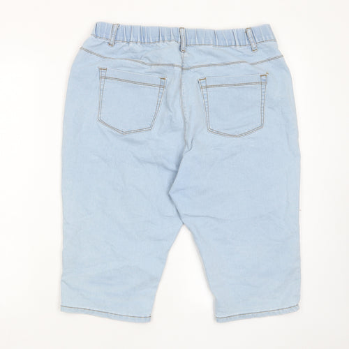 Roman Womens Blue Cotton Bermuda Shorts Size 16 L14 in Regular Pull On - Elastic waist