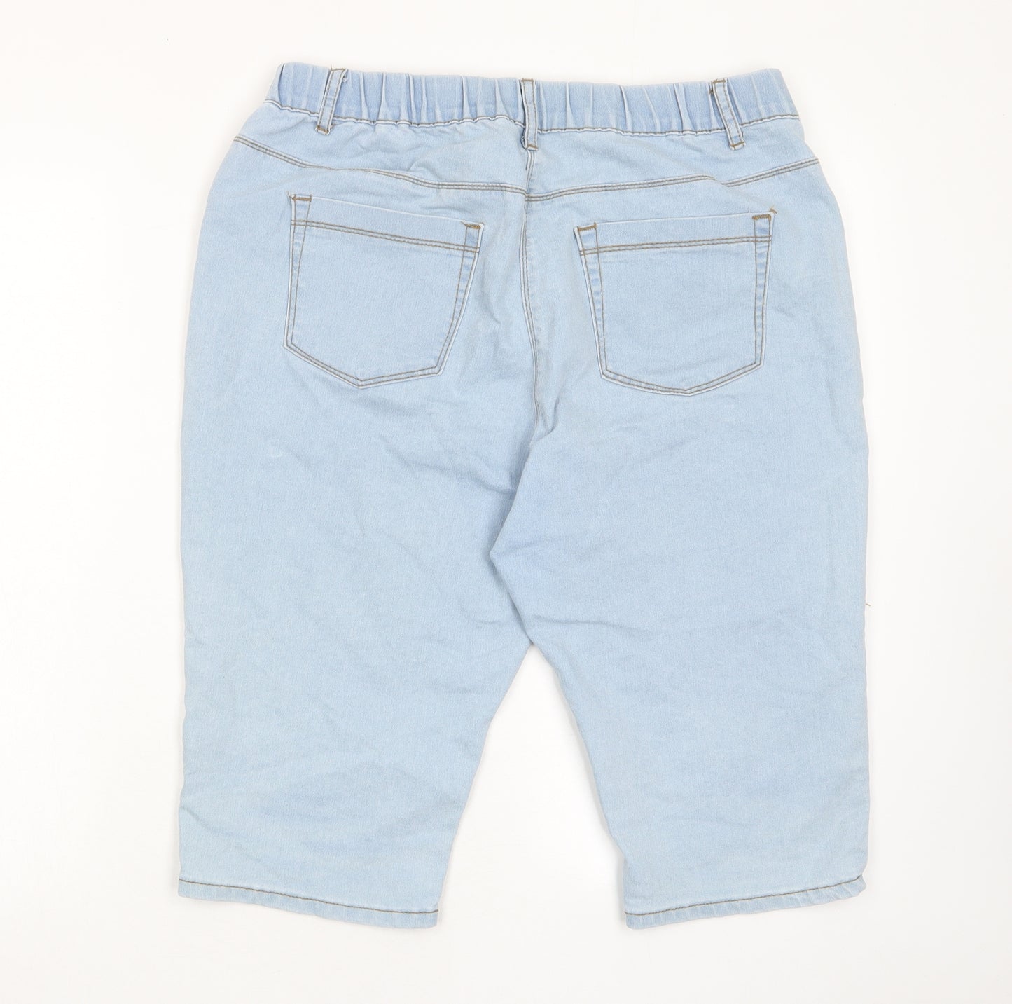 Roman Womens Blue Cotton Bermuda Shorts Size 16 L14 in Regular Pull On - Elastic waist