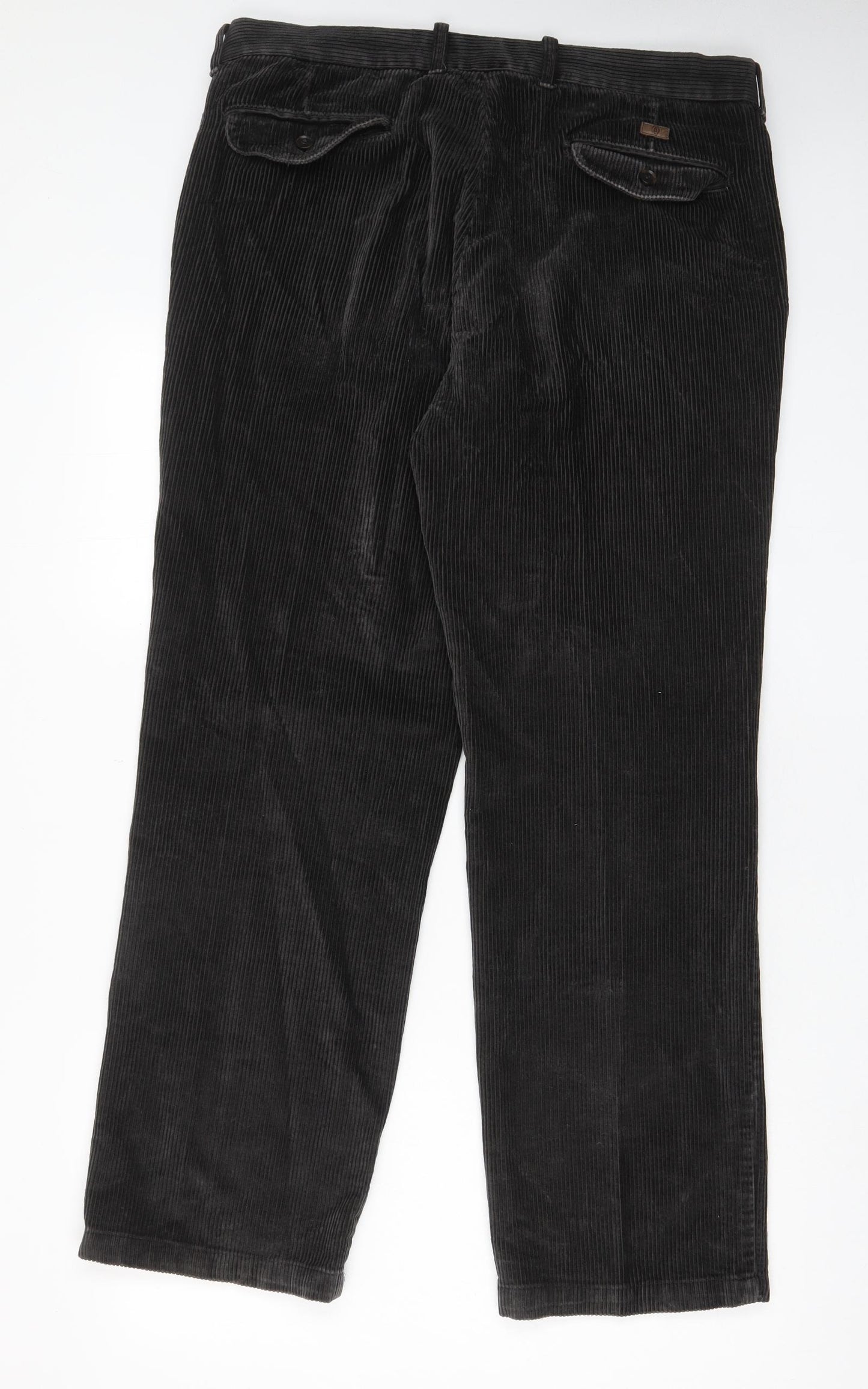 Blue Harbour Mens Grey Cotton Trousers Size 36 in L31 in Regular Zip - Pockets, Belt Loops
