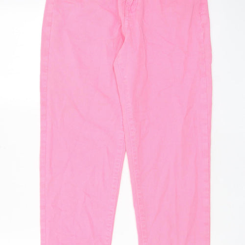 Zara Womens Pink Cotton Mom Jeans Size 6 L27 in Regular Zip - Pockets, Belt Loops