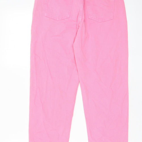 Zara Womens Pink Cotton Mom Jeans Size 6 L27 in Regular Zip - Pockets, Belt Loops