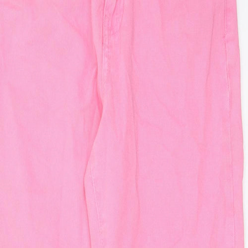 Zara Womens Pink Cotton Mom Jeans Size 6 L27 in Regular Zip - Pockets, Belt Loops