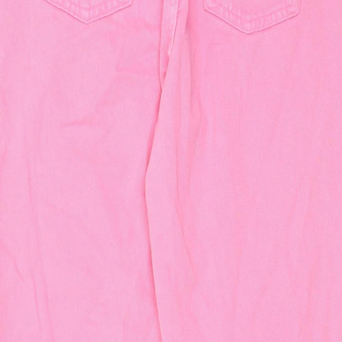 Zara Womens Pink Cotton Mom Jeans Size 6 L27 in Regular Zip - Pockets, Belt Loops