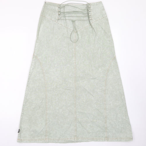 Basic Pleasure Mode Womens Green Cotton A-Line Skirt Size 12 Zip - Tie