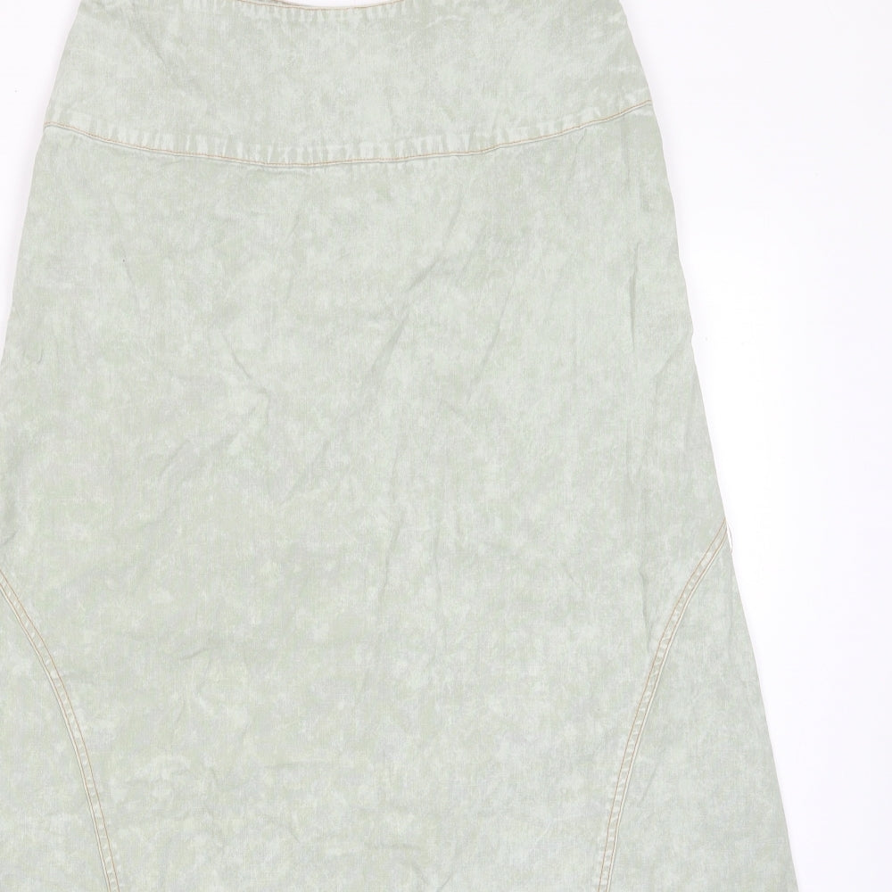Basic Pleasure Mode Womens Green Cotton A-Line Skirt Size 12 Zip - Tie