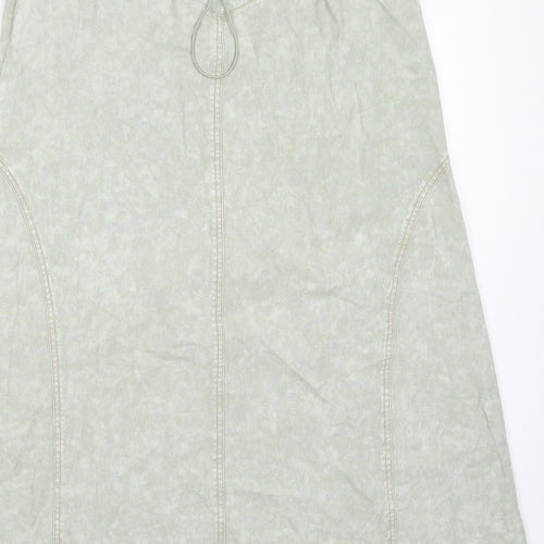 Basic Pleasure Mode Womens Green Cotton A-Line Skirt Size 12 Zip - Tie