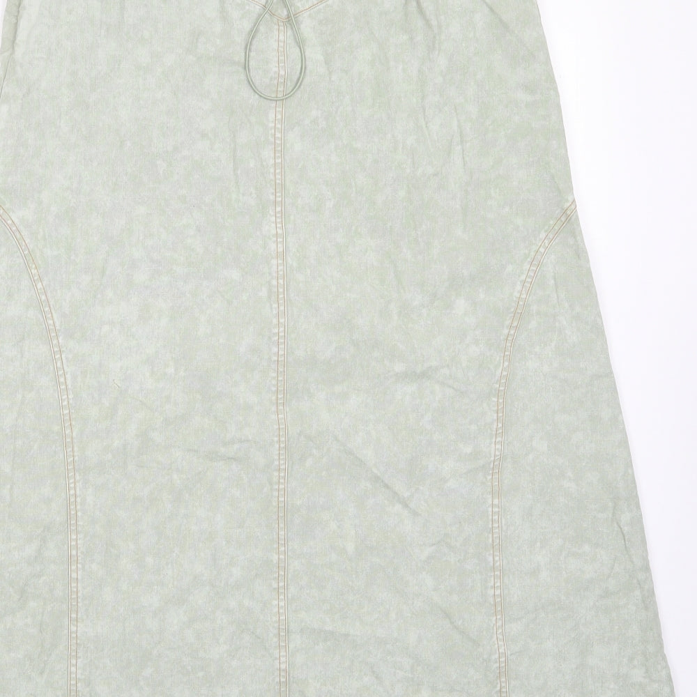 Basic Pleasure Mode Womens Green Cotton A-Line Skirt Size 12 Zip - Tie