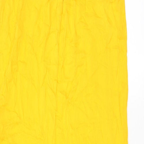 Marks and Spencer Womens Yellow Viscose A-Line Size 10 Crew Neck Pullover - Pleated