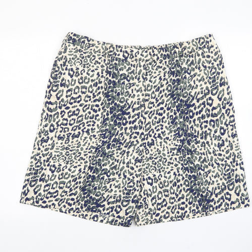 Marks and Spencer Womens Multicoloured Animal Print Polyester Bermuda Shorts Size 20 L10 in Regular Pull On - Pleated