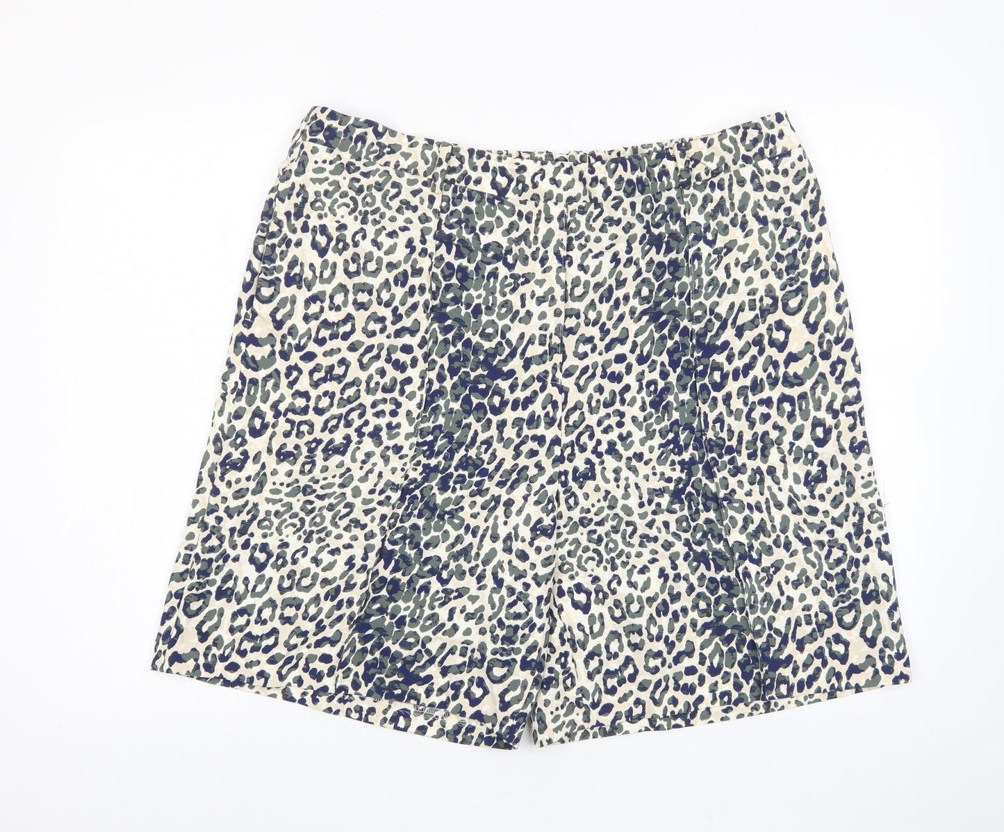Marks and Spencer Womens Multicoloured Animal Print Polyester Bermuda Shorts Size 20 L10 in Regular Pull On - Pleated
