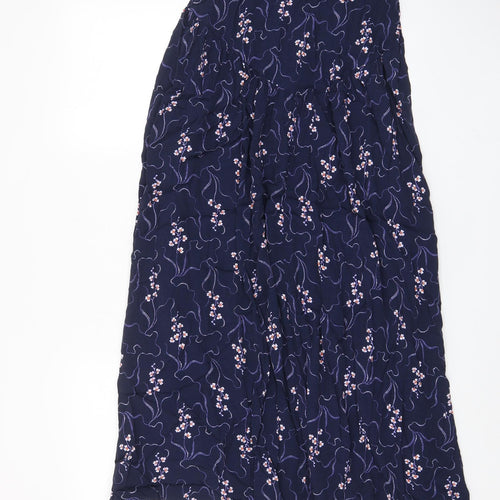 Per Una Womens Blue Floral Viscose A-Line Skirt Size 8 Zip - Pleated