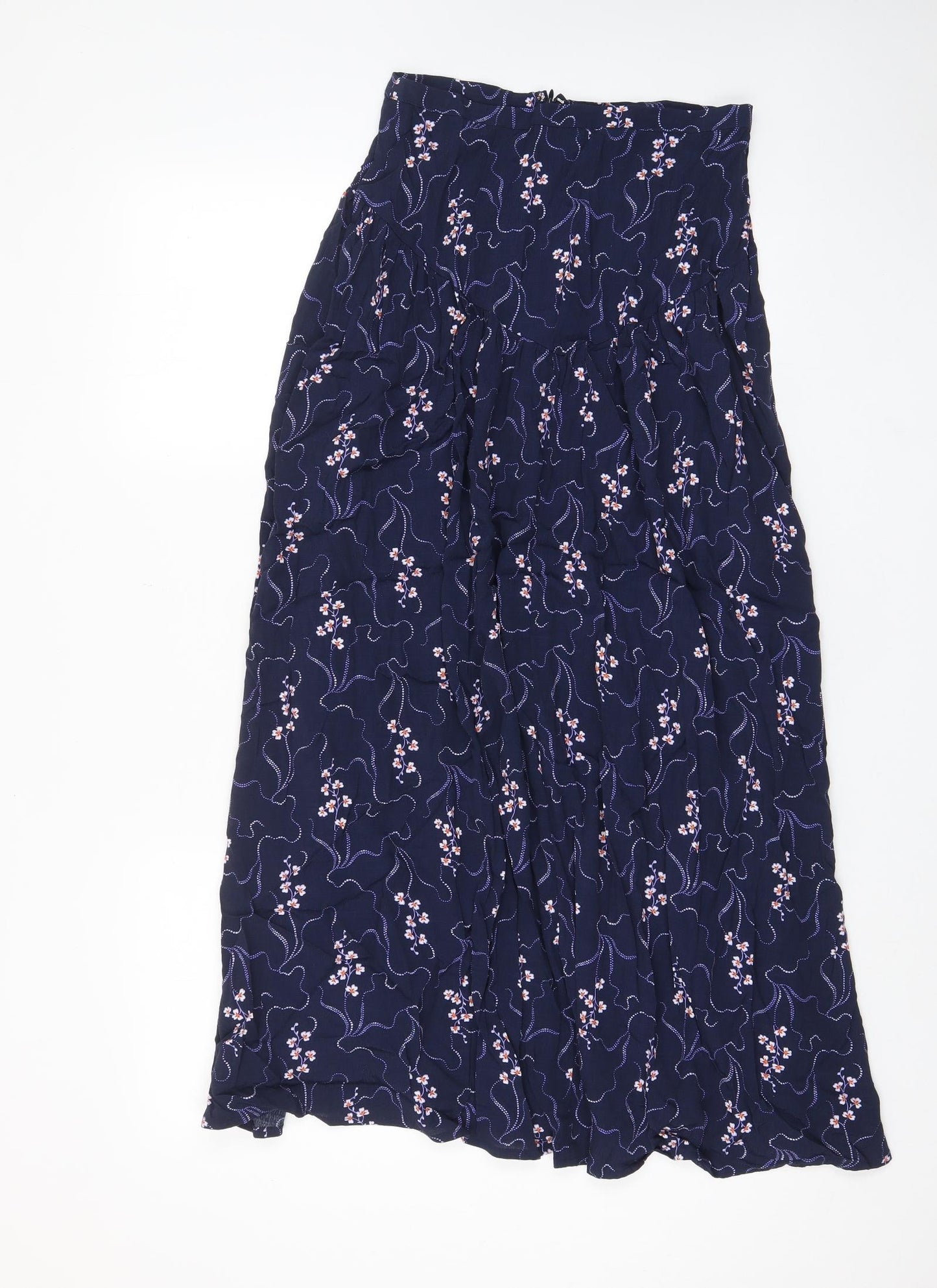 Per Una Womens Blue Floral Viscose A-Line Skirt Size 8 Zip - Pleated