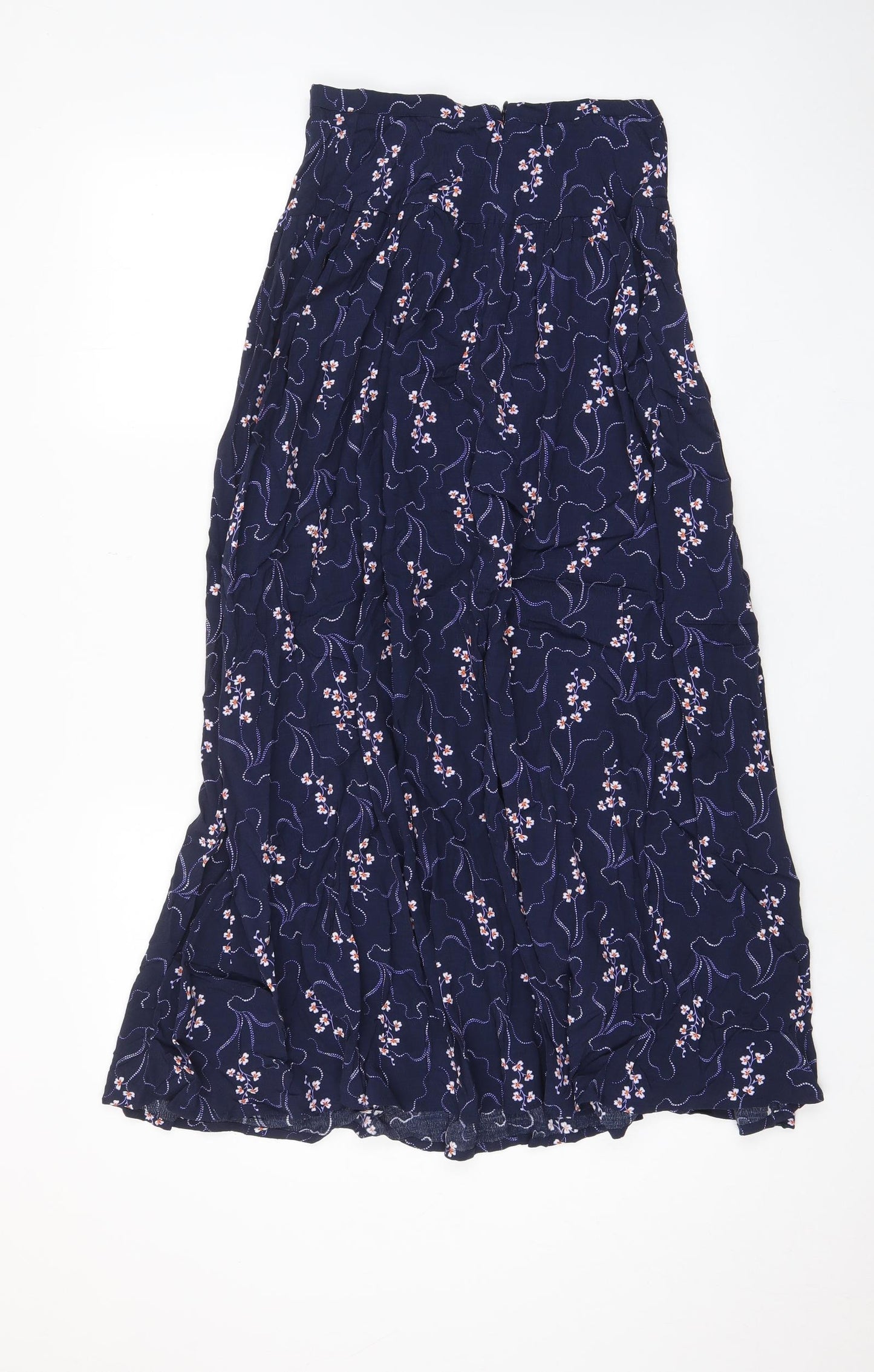 Per Una Womens Blue Floral Viscose A-Line Skirt Size 8 Zip - Pleated