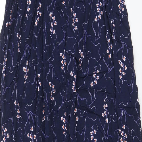 Per Una Womens Blue Floral Viscose A-Line Skirt Size 8 Zip - Pleated