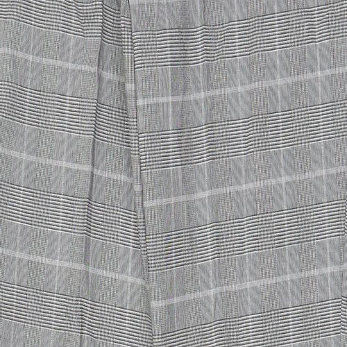 Marks and Spencer Mens Grey Plaid Polyester Trousers Size 32 in L33 in Regular Hook & Eye - Pockets, Belt Loops, Long Leg