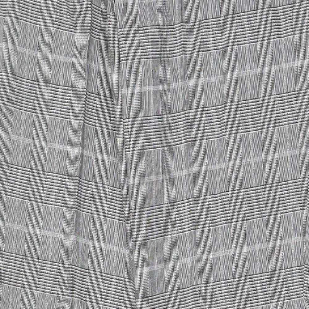 Marks and Spencer Mens Grey Plaid Polyester Trousers Size 32 in L33 in Regular Hook & Eye - Pockets, Belt Loops, Long Leg