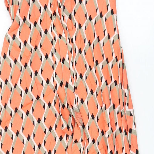 Autograph Womens Orange Argyle/Diamond Polyester A-Line Size 8 Boat Neck Zip - Belted