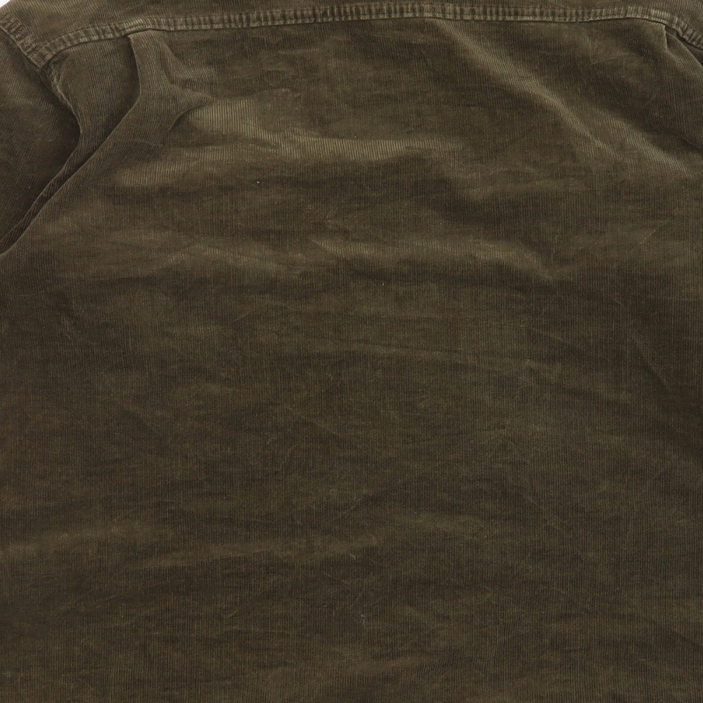 Viking Mens Green Cotton Button-Up Size L Collared Button - Pockets