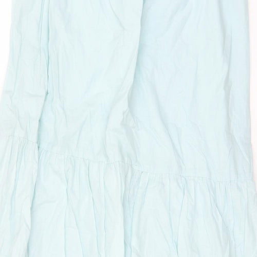 Marks and Spencer Womens Blue Cotton A-Line Skirt Size 12 - Embroided