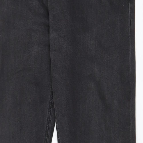 HUGO BOSS Mens Grey Cotton Straight Jeans Size 36 in L34 in Slim Zip - Pockets, Belt Loops, Logo